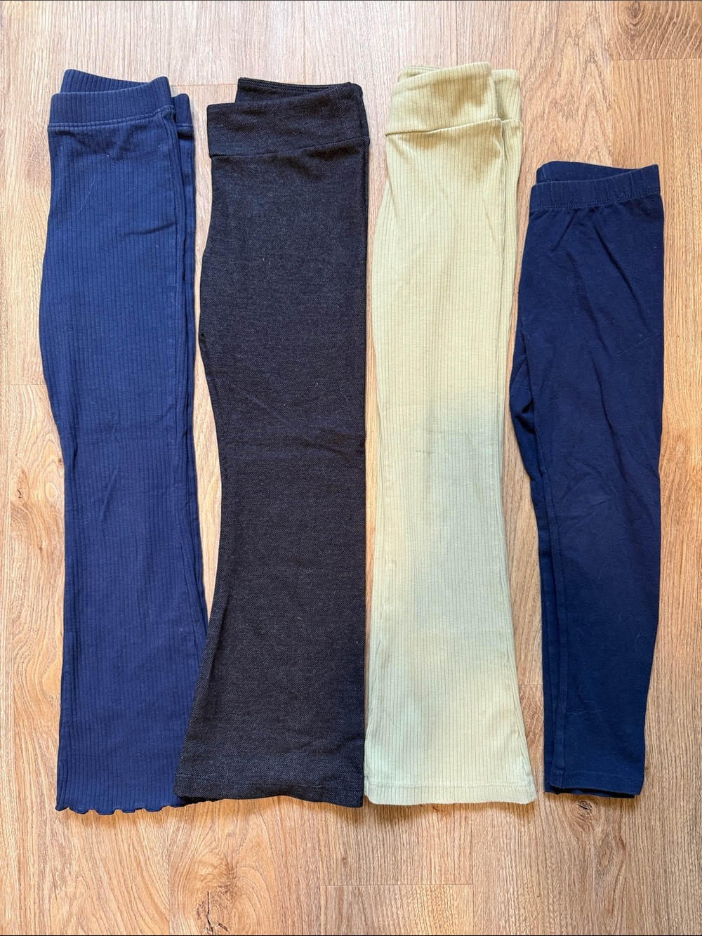 Kids Ribbed Flare Pants - Navy, Black, Sage